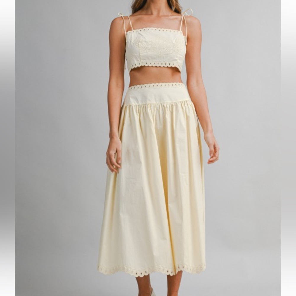 NWT yellow Midi Skirt set